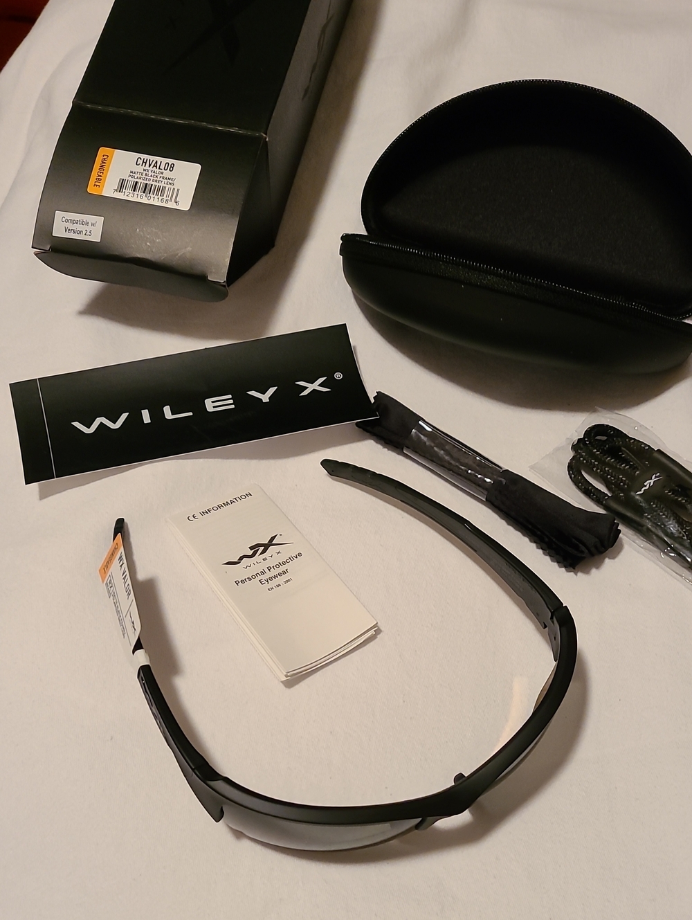 Wiley X WX Valor Sunglasses Satety Tactical Matte Black, Grey Lenses NWT Case